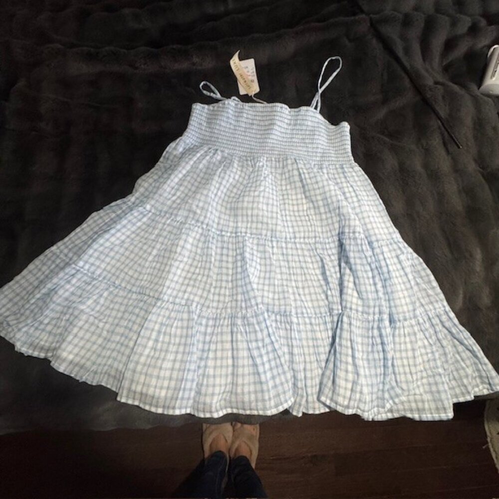 saltwater LUXE Kimber Gingham Ruffle Mini Dress NWT